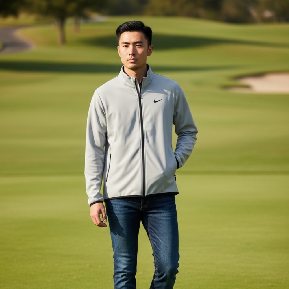 Nike Men’s Light Gray Performance Full-Zip Jacket with Black Trim - Picture 7 of 7